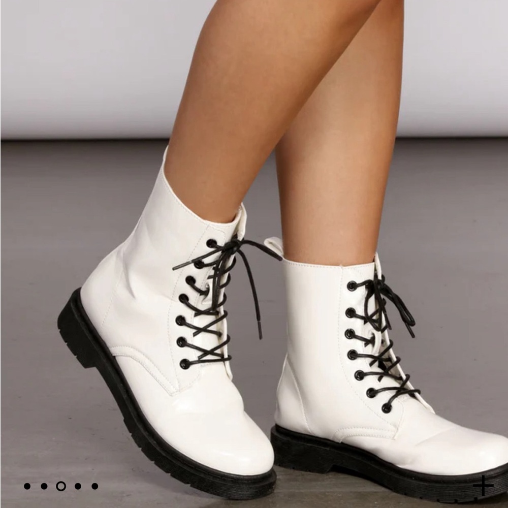 White Lead On Combat Boots